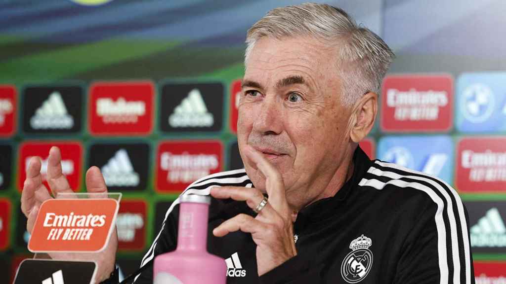 Carlo Ancelotti, durante una rueda de prensa del Real Madrid / EFE