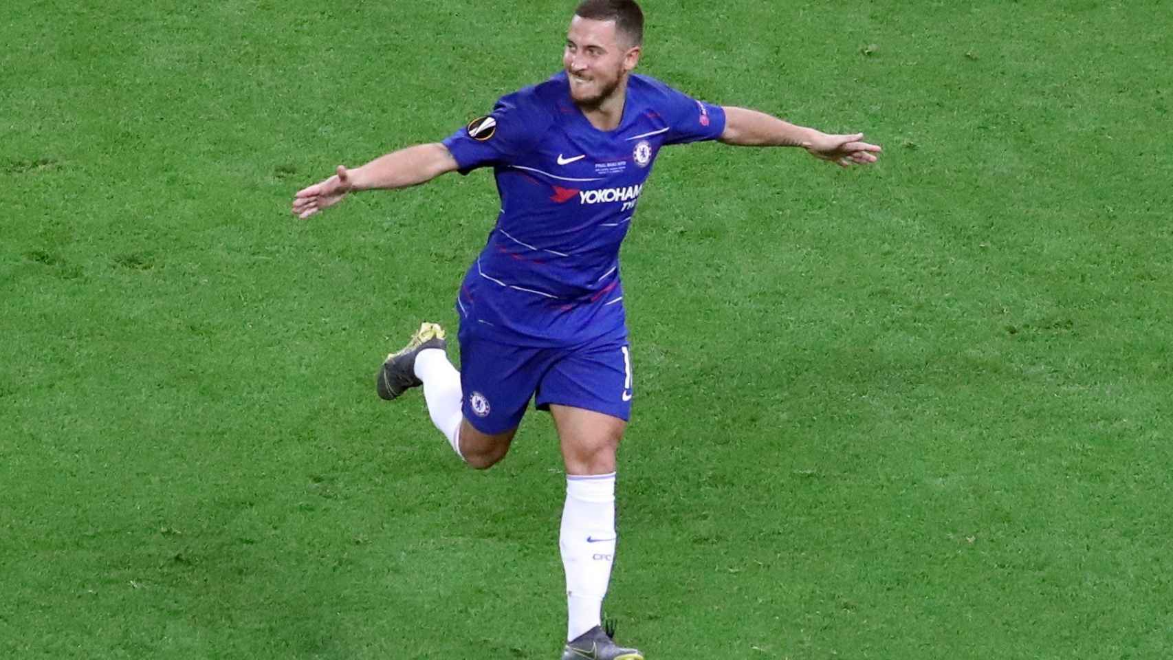 Eden Hazard celebra su cuarto gol en la final de la Europa League / EFE