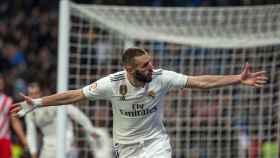 Karim Benzema celebrando un gol contra el Girona en Copa del Rey / EFE