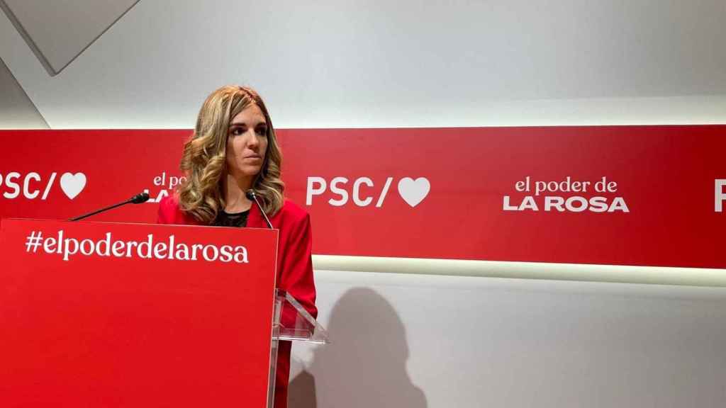 La portavoz del PSC, Elia Tortolero, en una rueda de prensa este lunes / EUROPA PRESS