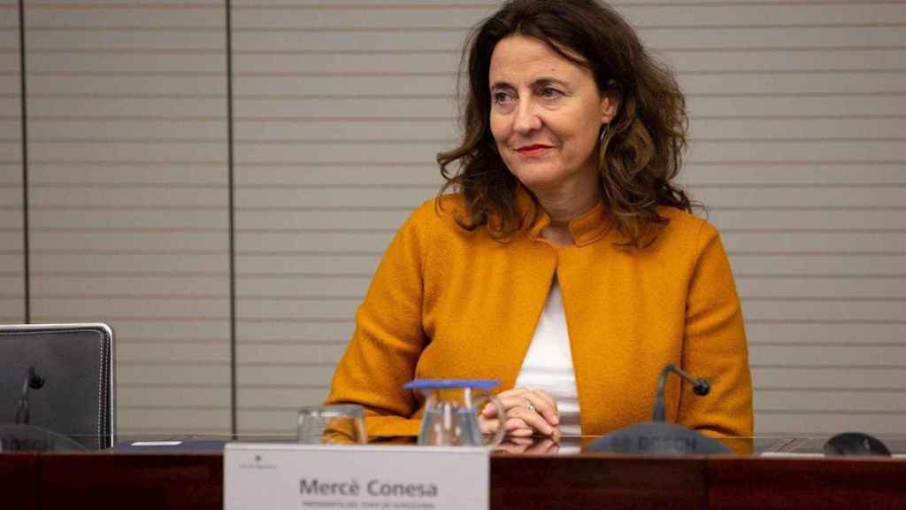 La presidenta del Puerto de Barcelona, Mercè Conesa, en una comparecencia / EP