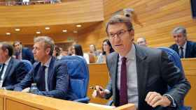 El presidente del PP gallego y de la Xunta, Alberto Núñez Feijóo, en el Parlamento autonómico / EFE