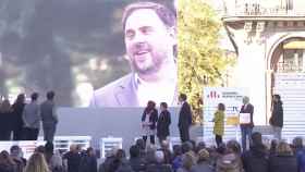 La foto de Oriol Junqueras en el mitin central de ERC en Barcelona / EFE