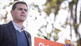 El líder de Ciudadanos, Albert Rivera, durante el acto de su partido en Badalona / CG