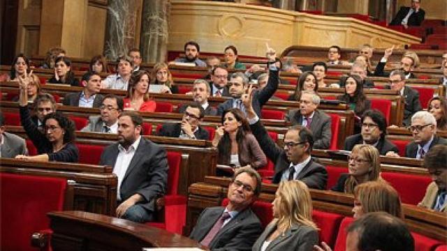 Pleno del Parlamento autonómico de Cataluña durante una votación