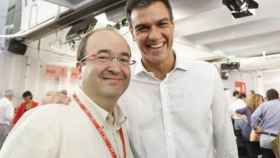 El primer secretario del PSC, Miquel Iceta, y el secretario general del PSOE, Pedro Sánchez, durante el Comité Federal del PSOE