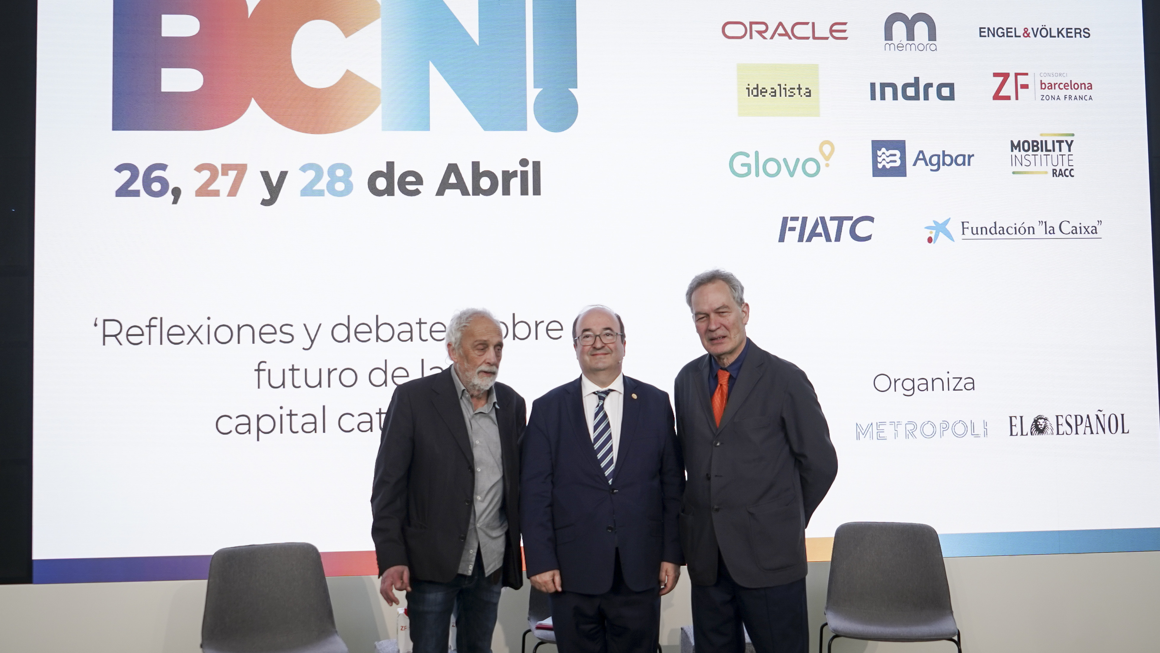 Josep Maria Cortés, Miquel Iceta e Ignacio Vidal-Folch durante su debate en la segunda jornada del foro 'Desperta BCN' / GALA ESPÍN