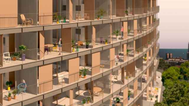 Imagen virtual del nuevo edificio de pisos sociales junto al Fòrum en Sant Adrià de Besòs / AMB