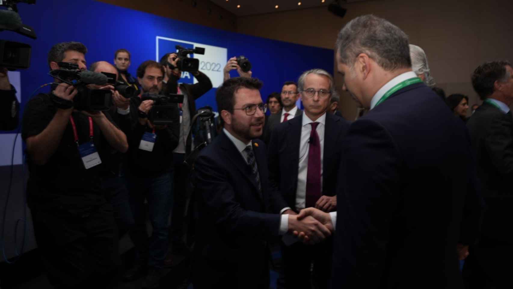 El presidente de la Generalitat, Pere Aragonès, llega a las jornadas del Círculo de Economía / CG (Luis Miguel Añón)