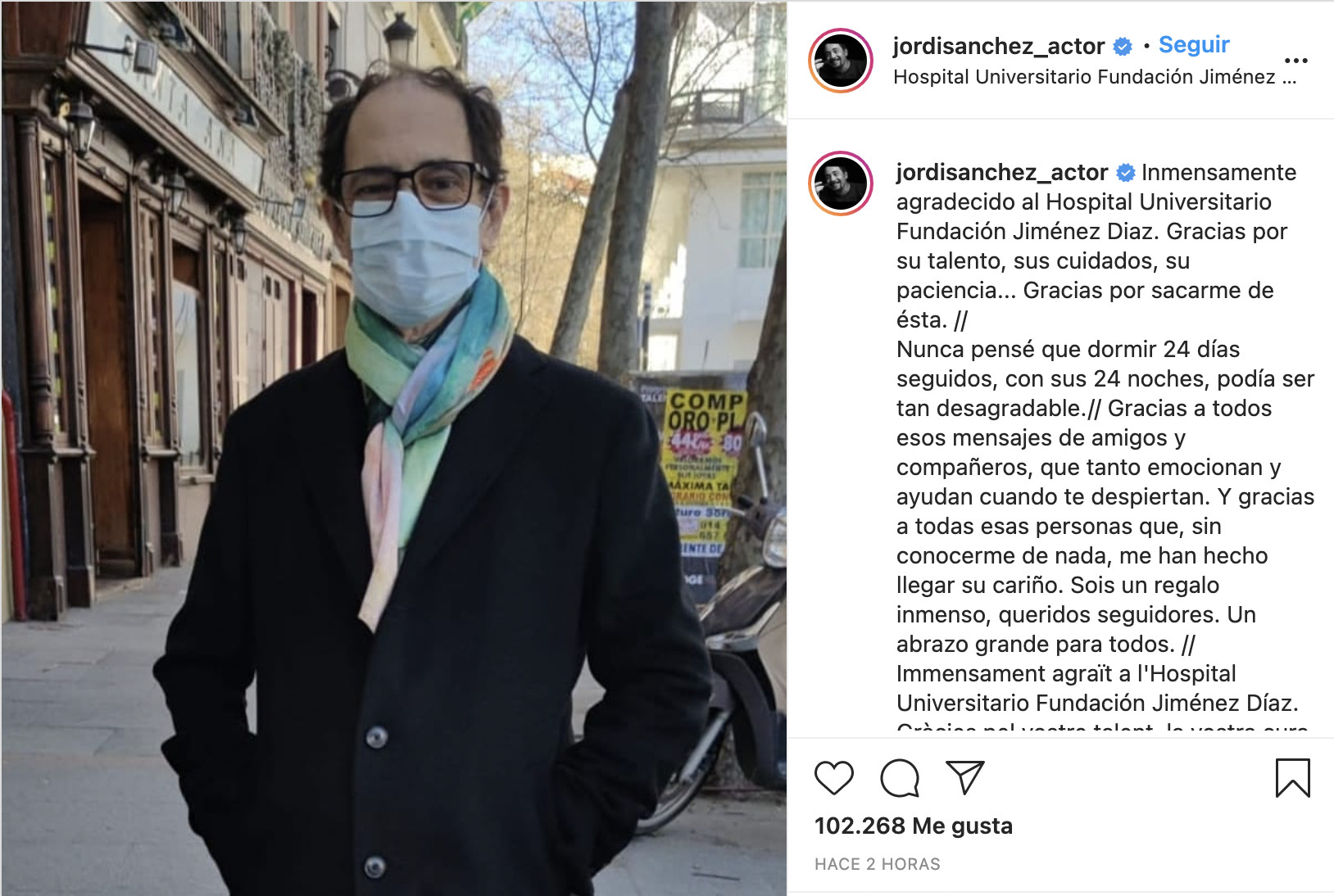 Publicación de Jordi Sánchez / INSTAGRAM