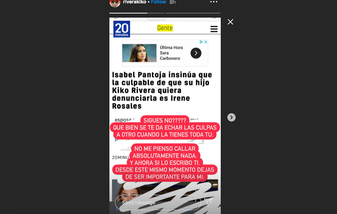 Kiko Rivera manda un nuevo mensaje a su madre Isabel Pantoja / INSTAGRAM