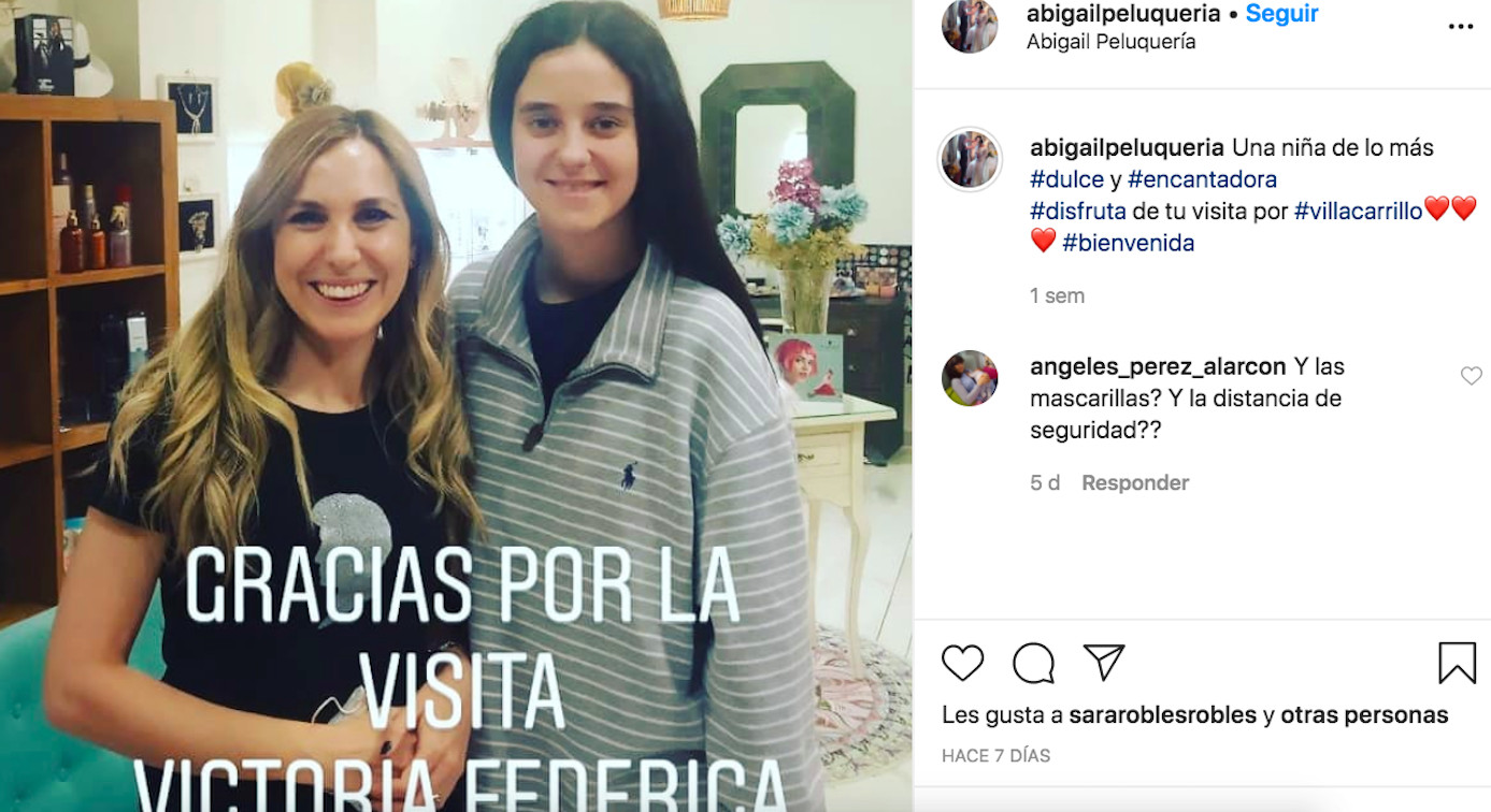 Victoria Federica acude a una peluquería de Jaén sin mascarilla y sin mantener la distancia de seguridad / INSTAGRAM