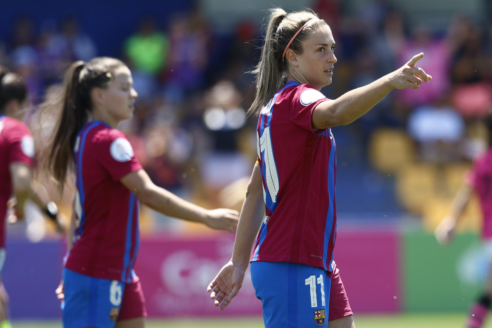 Alexia Putellas, que ha anunciado que el año que viene lucharán por todos los títulos, celebra su gol al Sporting de Huelva en la final / FCB