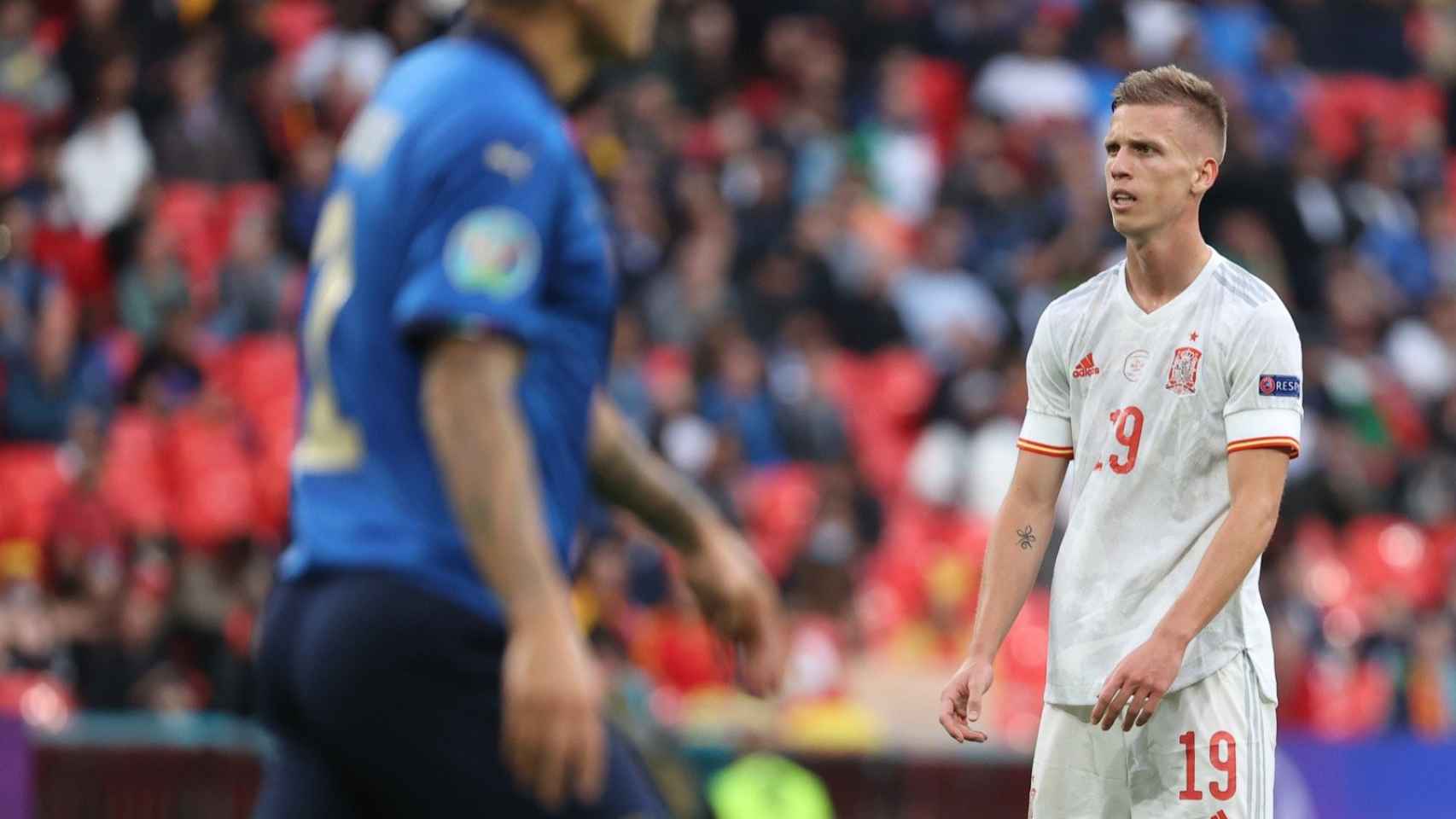 Dani Olmo se lamenta en el Italia-España donde falló uno de los penaltis / RFEF