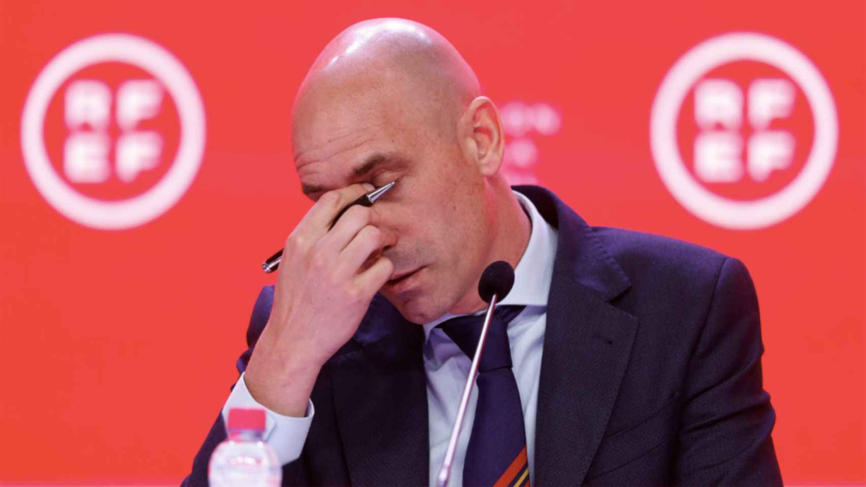 Luis Rubiales, durante una rueda de prensa como presidente de la RFEF / REDES