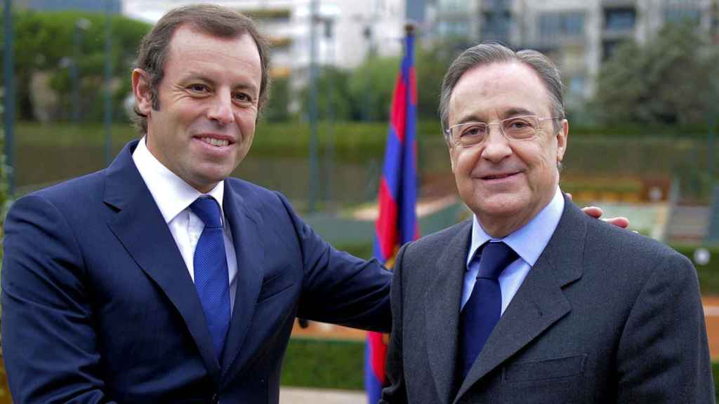 Sandro Rosell y Florentino Pérez posan juntos como presidentes de Barça y Madrid en una imagen de archivo / EUROSPORT