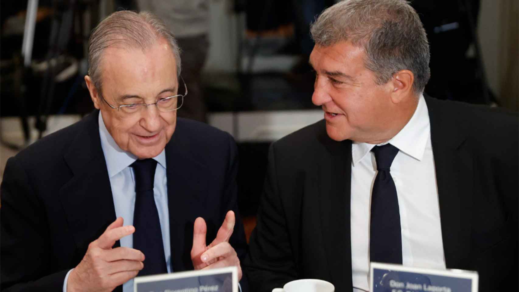 Joan Laporta y Florentino Pérez, juntos en un acto de la UEFA / EFE