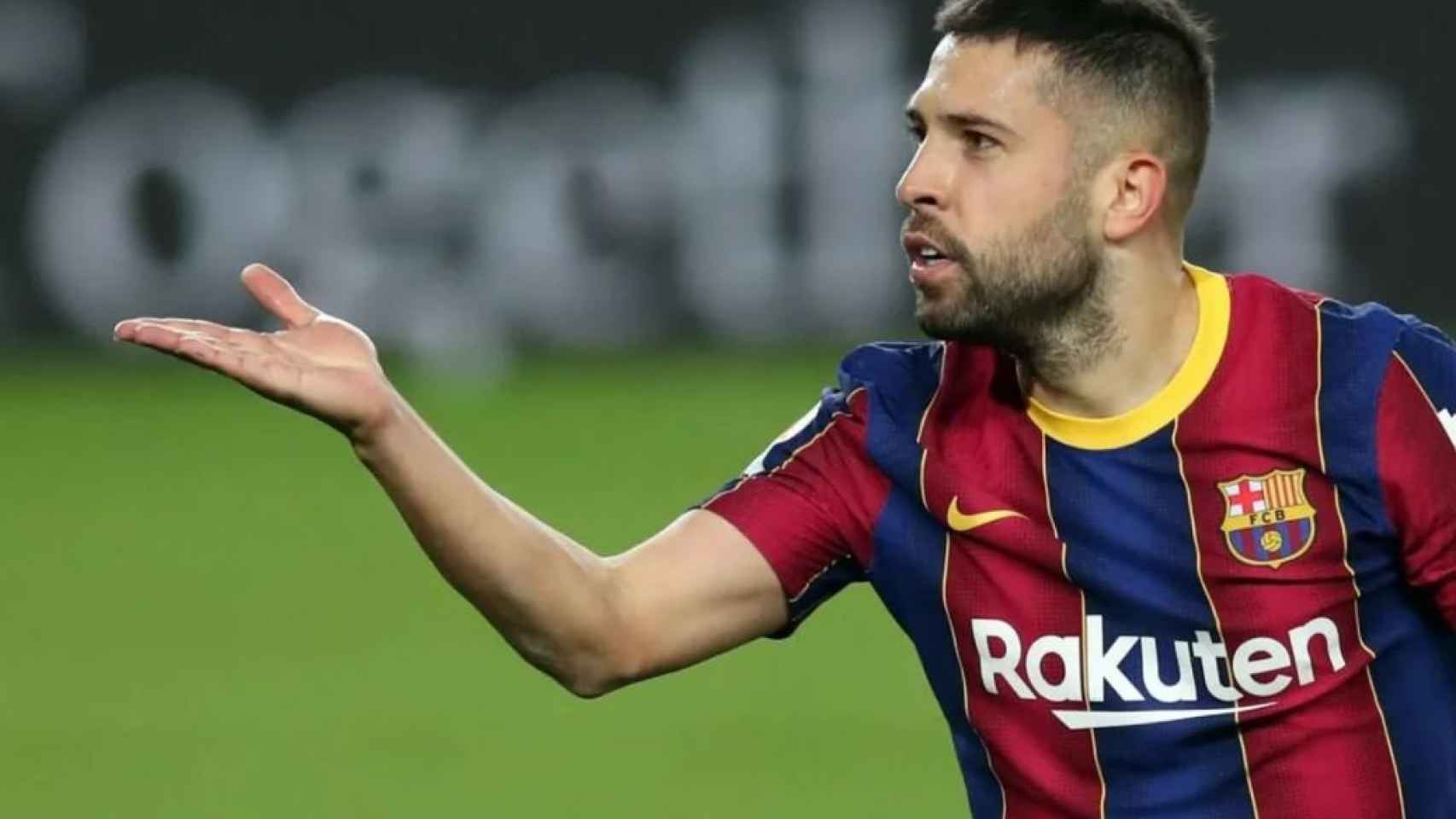 Jordi Alba celebrando su gol ante el Elche en el Camp Nou / FCB