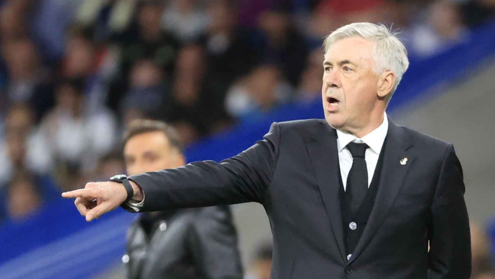 Ancelotti da indicaciones a sus jugadores en un partido de la Liga / EFE