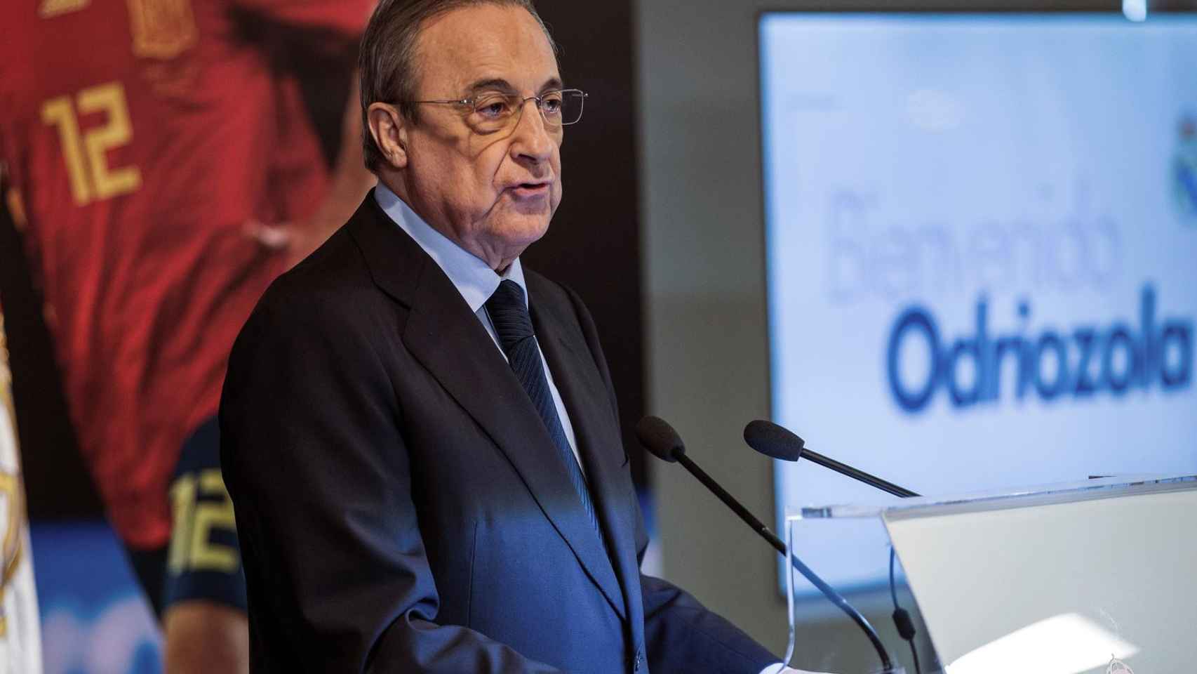 Florentino Pérez en la presentación de Álvaro Odriozola / EFE