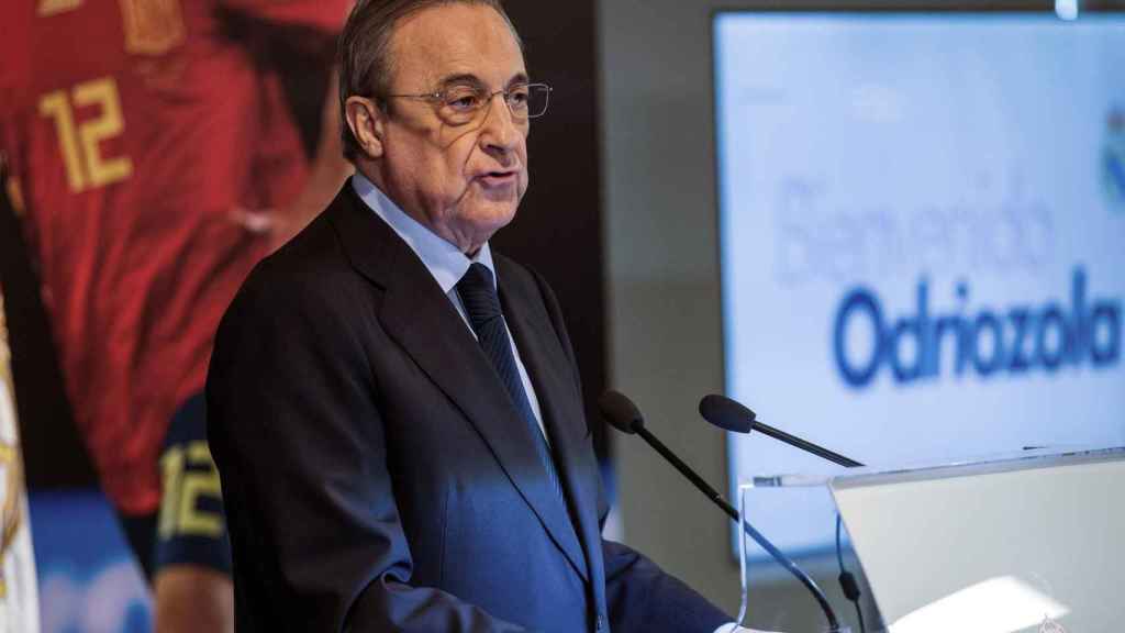 Florentino Pérez en la presentación de Álvaro Odriozola / EFE