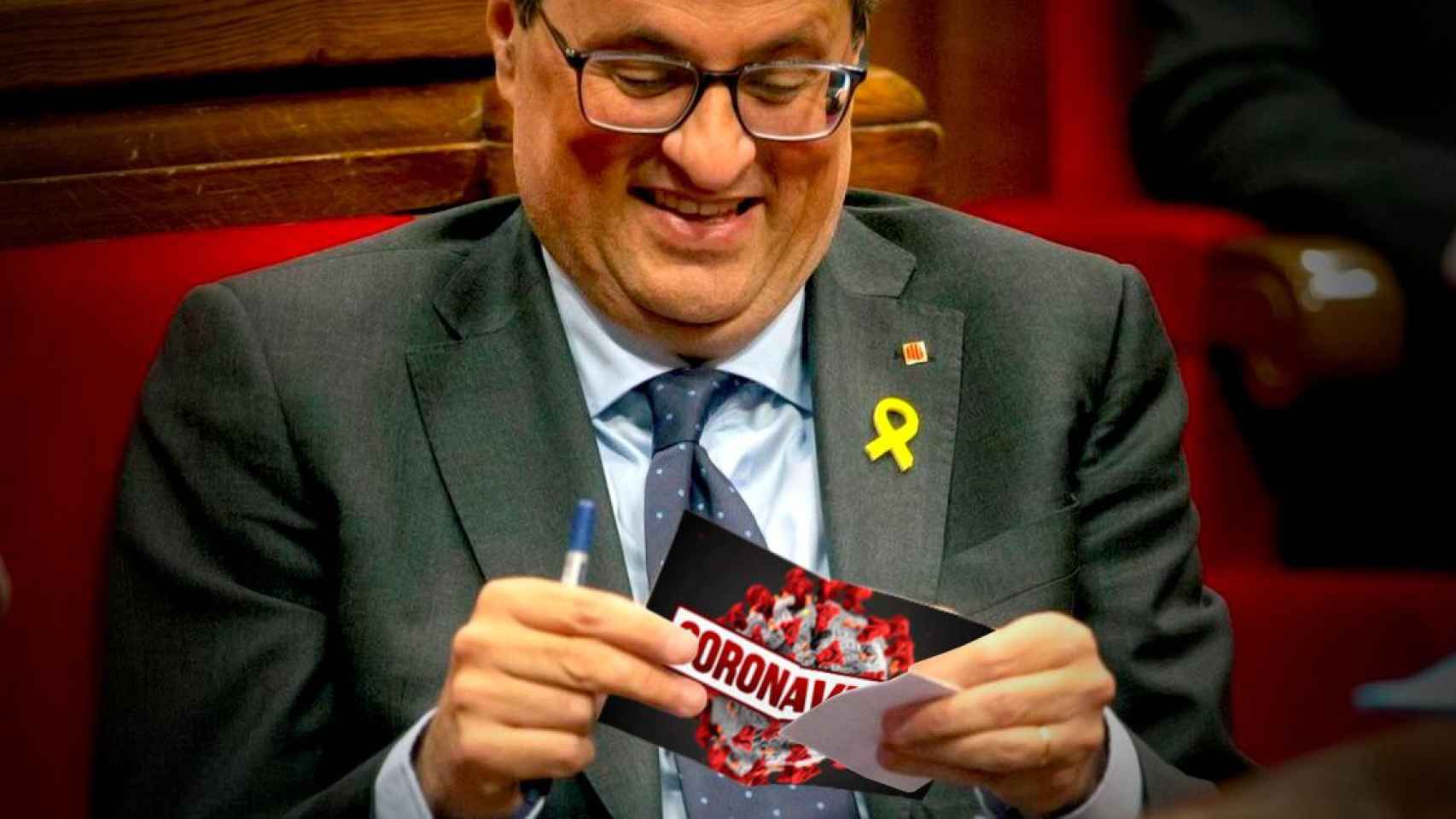 Quim Torra en el Parlament, donde se deben aprobar medidas contra el coronavirus con fecha de caducidad / CG