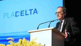 El presidente Quim Torra, en la presentación del informe 'La problemática del Delta ante la regresión y la inundación, zona castigada en los presupuestos de la Generalitat / JORDI BEDMAR