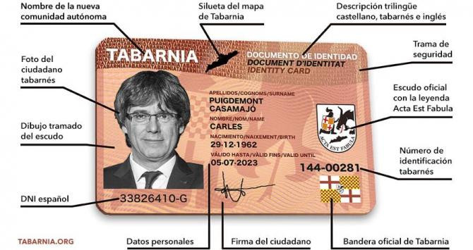 Ejemplo de un DNI de Tabarnia de Carles Puigdemont / CG