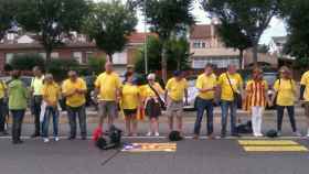 Un tramo de la cadena humana independentista de la Diada, en Pineda de Mar