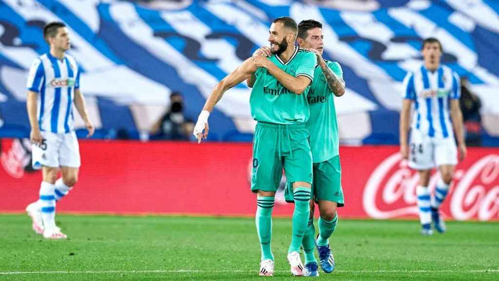 Karim Benzema celebrando su gol contra la Real Sociedad / Redes