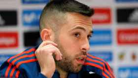 Jordi Alba durante una rueda de prensa con la selección española / EFE