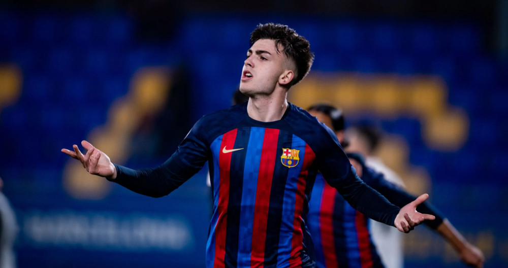 Víctor Barberà celebra su gol al Eldense con el Barça B FCB