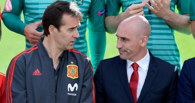 Una foto de Julen Lopetegui y Luis Rubiales con la selección española / RFEF