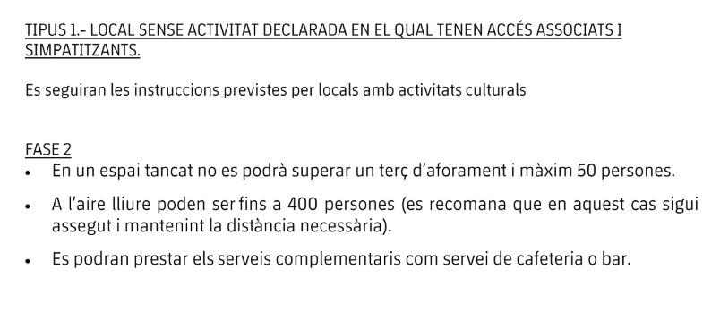 Fragmento del protocolo del Barça sobre el regreso de las Peñas / FC Barcelona