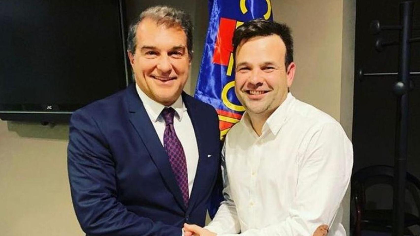 Joan Laporta con José Elías / EFE