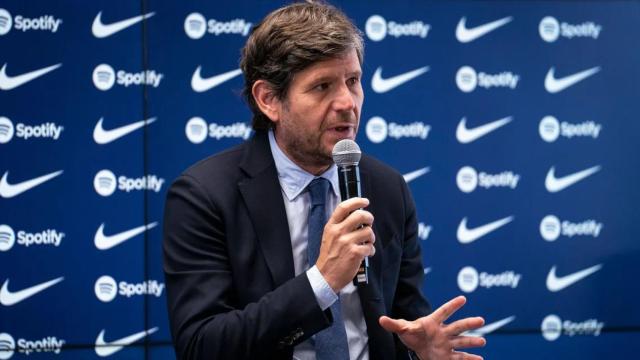 Mateu Alemany en una rueda de prensa del Barça / FCB