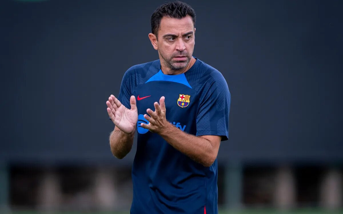 Xavi Hernández, en el entrenamiento del domingo / FCB