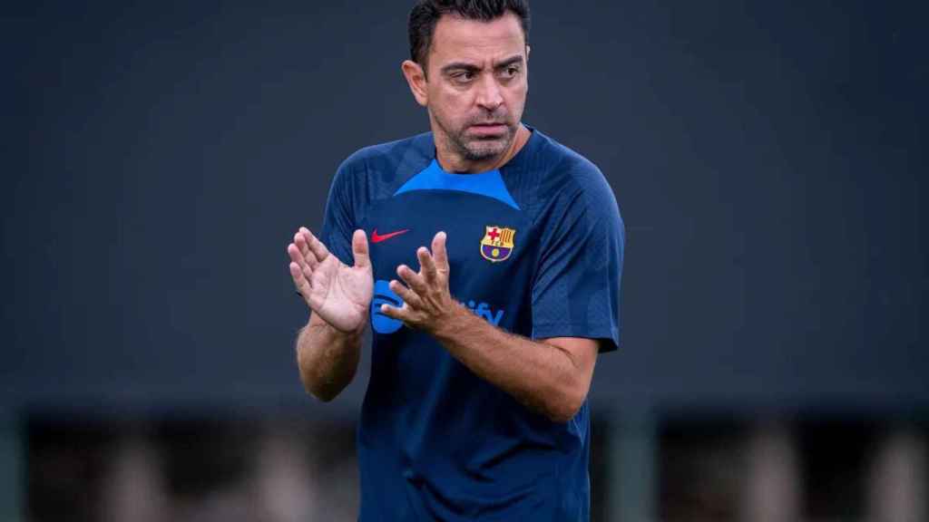 Xavi Hernández, en el entrenamiento del domingo / FCB