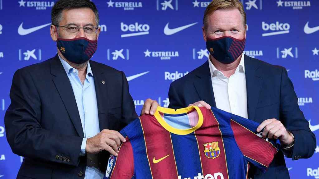 Josep Maria Bartomeu y Ronald Koeman en la presentación del holandés / FC Barcelona