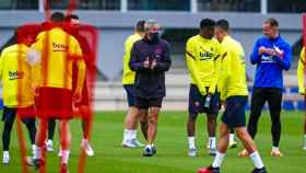 Quique Setién en el entrenamiento del Barça previo al Sevilla / FC Barcelona