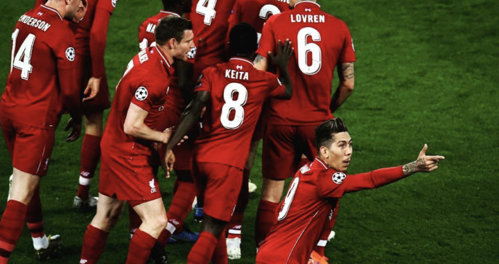 Una foto de los jugadores del Liverpool celebrando del gol de Firminho ante el Porto / Instagram