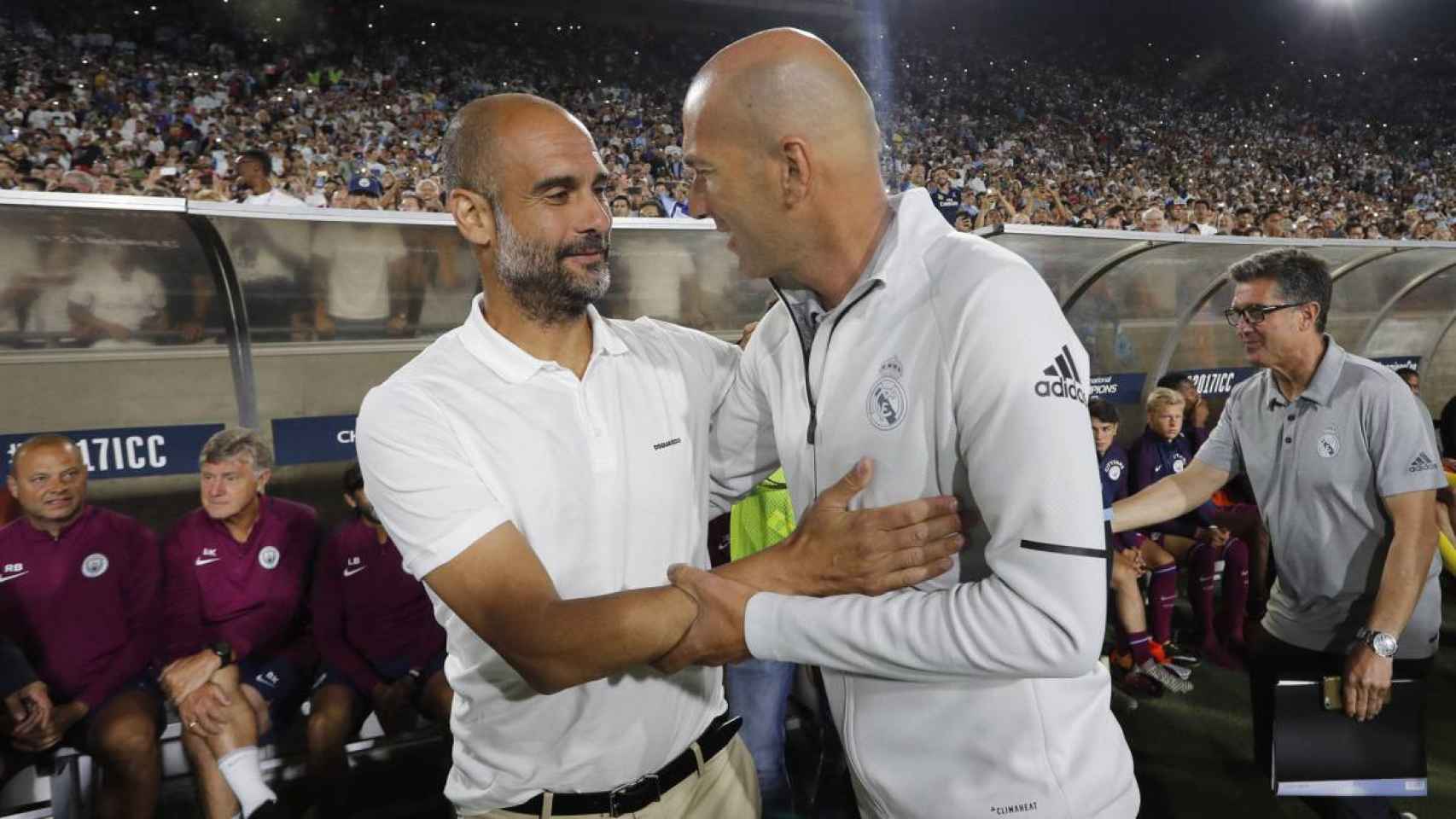 Guardiola y Zidane en un partido de pretemporada / EFE