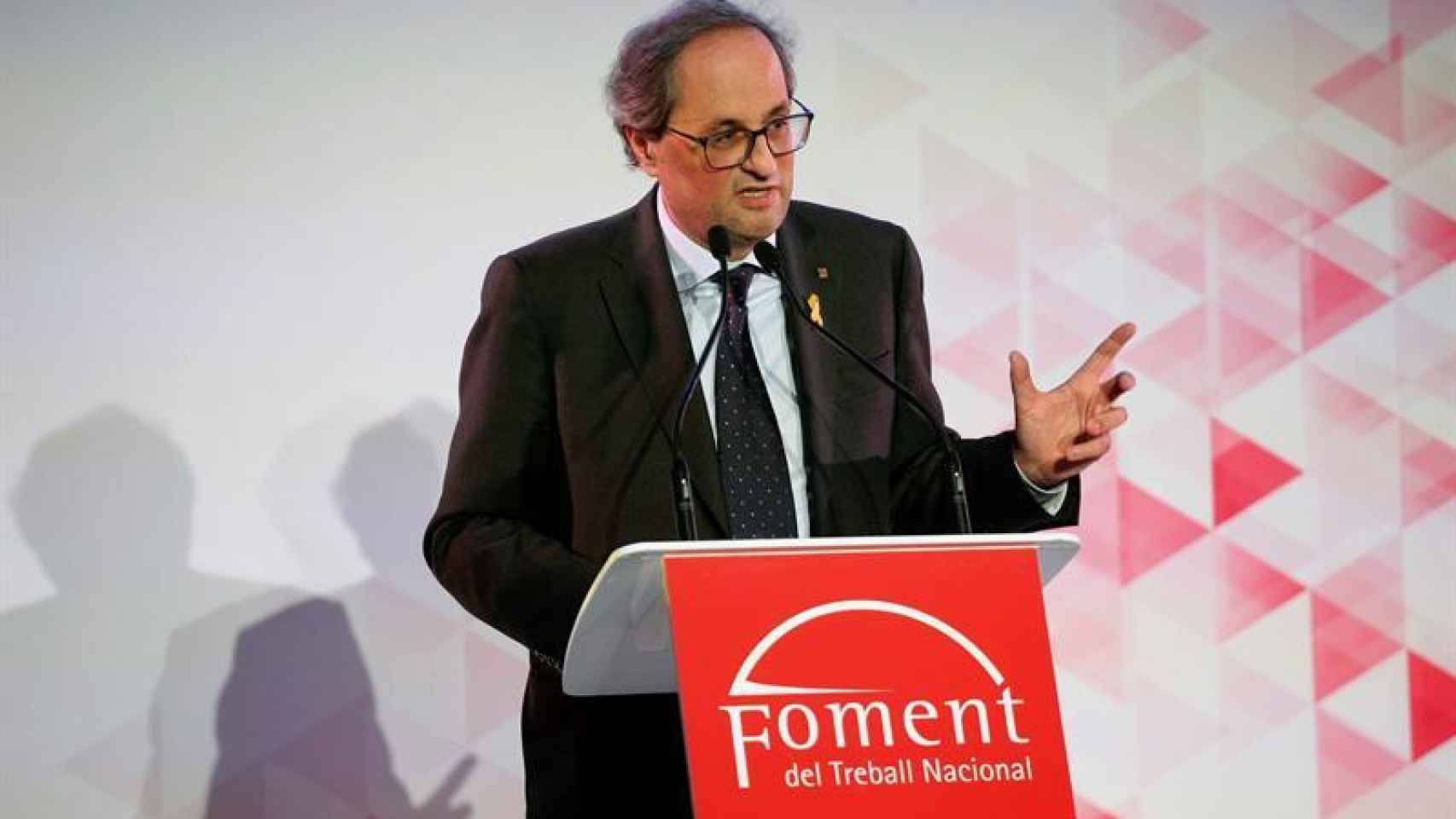 Quim Torra en el momento de su discurso ante los empresarios de Foment del Treball / EFE