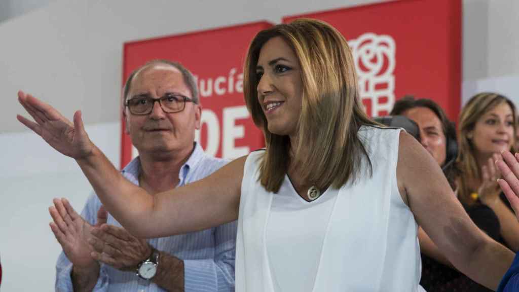 La presidenta andaluza durante su intervención esta tarde ante la dirección del PSOE de Andalucía