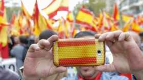 Imagen de la manifestación del 12-O en el centro de Barcelona.