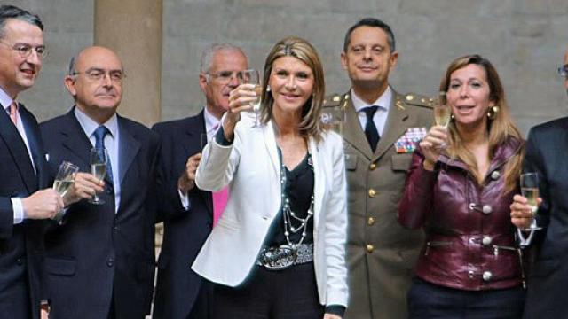 La delegada del Gobierno en Cataluña, Llanos de Luna, durante el acto de homenaje a la Constitución
