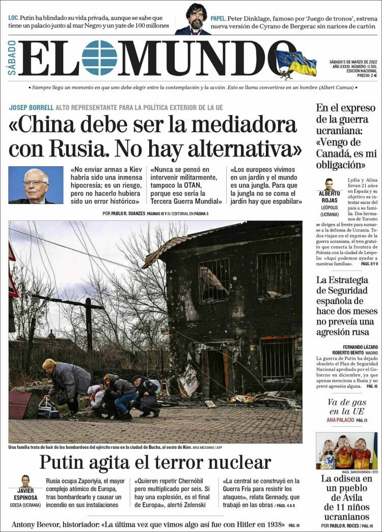 Portada de 'El Mundo' del 5 de marzo de 2022