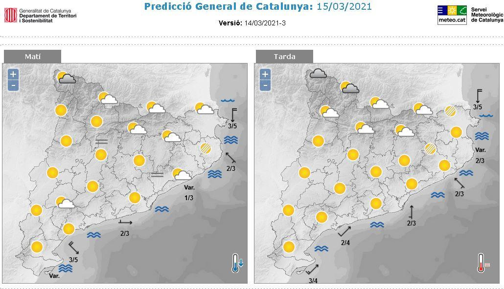 Predicción general para este 15 de marzo en Cataluña / METEOCAT