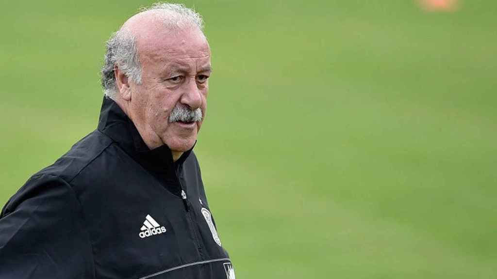 El seleccionador español, Vicente del Bosque, durante un reciente entrenamiento del combinado nacional en Austria.