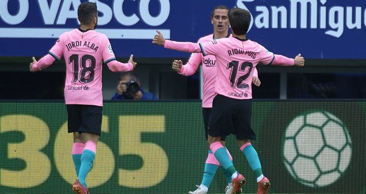 Griezmann celebrando su gol en Ipurúa / FC Barcelona